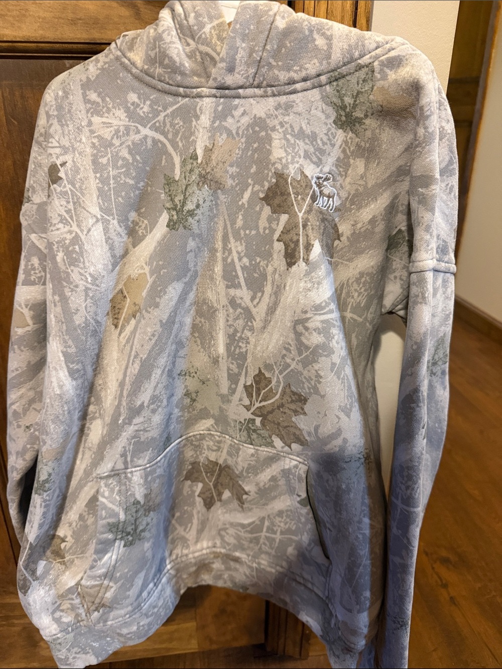 Abercrombie boys Camo Hooded Pullover Sweatshirt in Gray and Olive